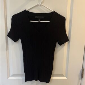 Classic Black V-Neck Short Sleeve Top